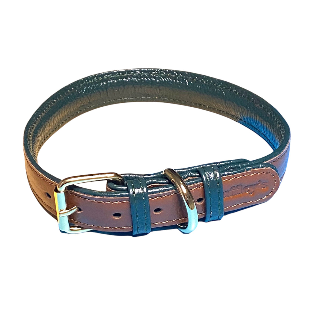 Real Leather Dog Collar - Green