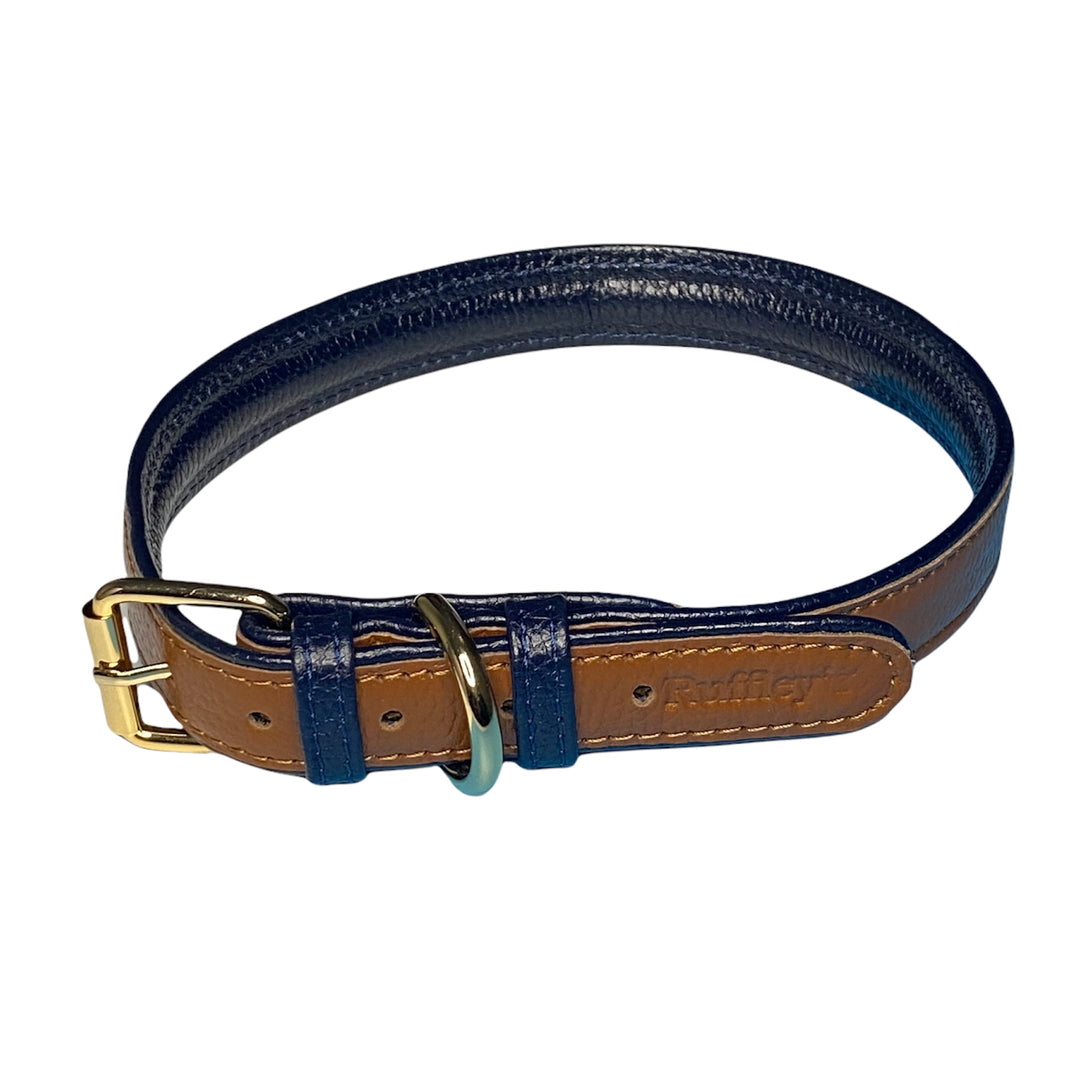 Tempest Blue Leather Dog Collar