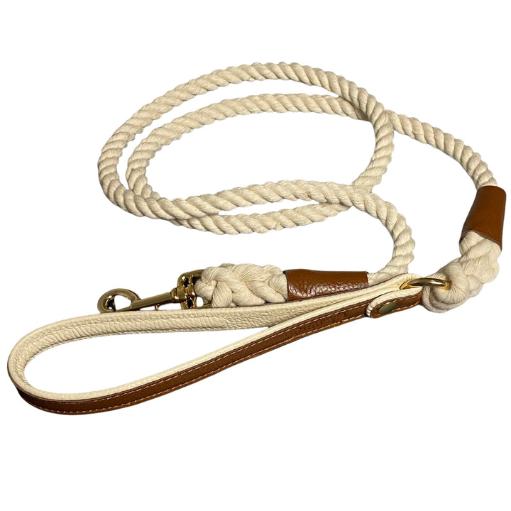 Handmade Cream rope leather lead